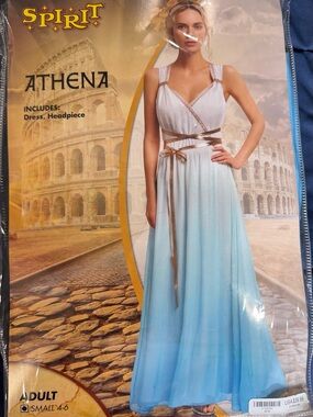 Spirit Athena Ombre Blue and White Maxi Dress with Gold Accents